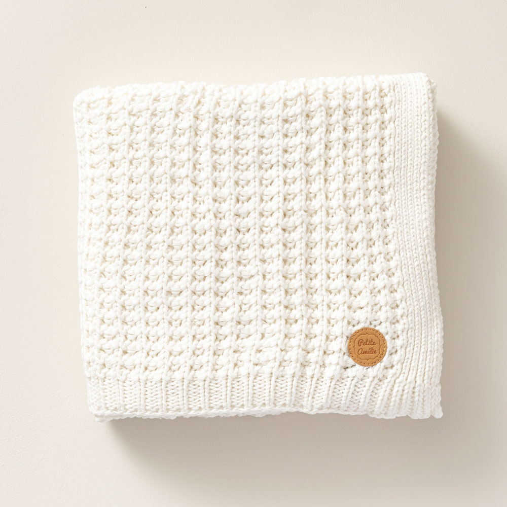 Children's Blanket Crocheted Cotton | 100x150 cm | Ivory White