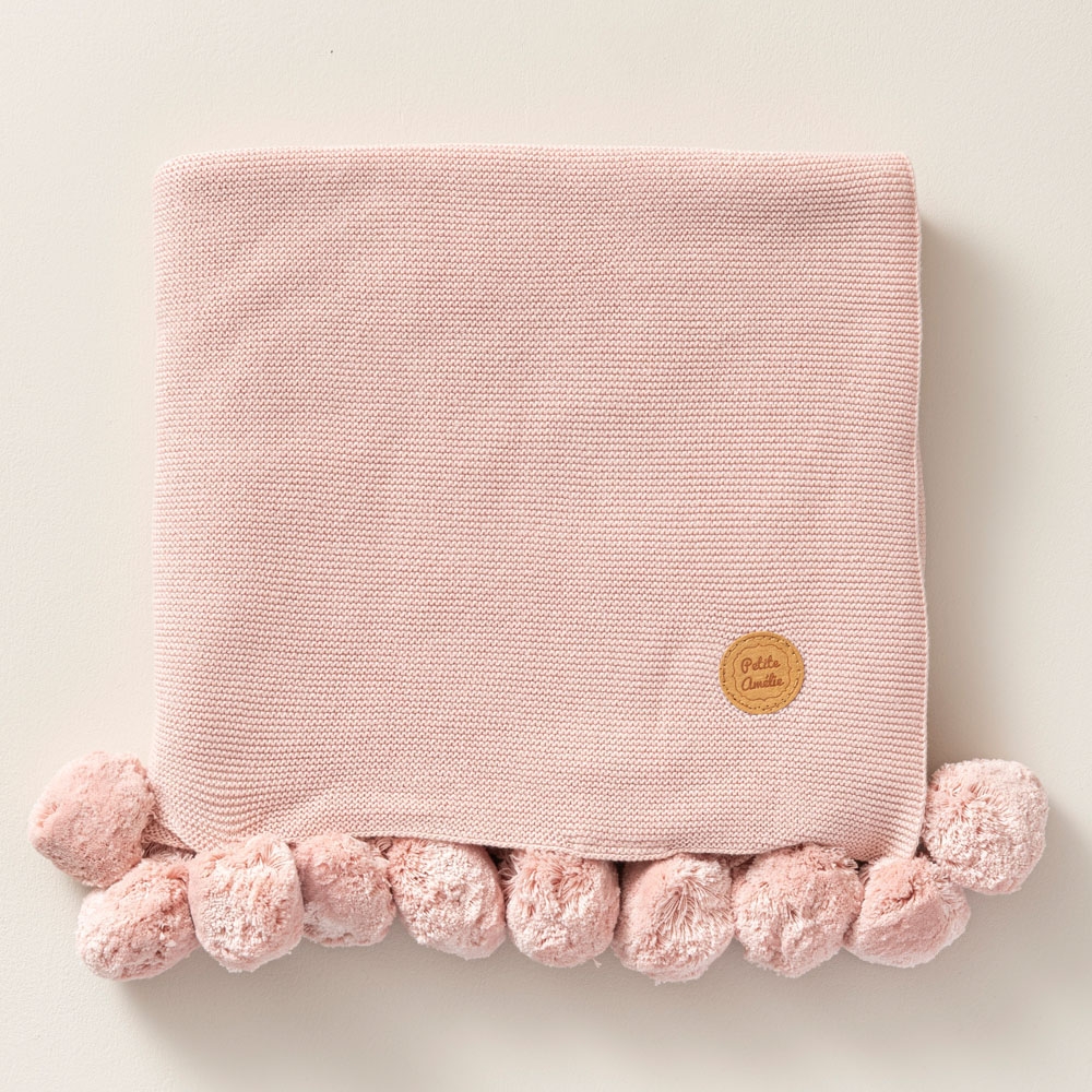 Pink pom pom baby blanket outlet