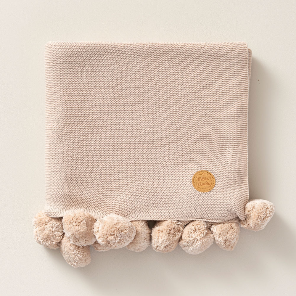 Children's Blanket with Pom-Poms | 100x150 cm | Sand Rose