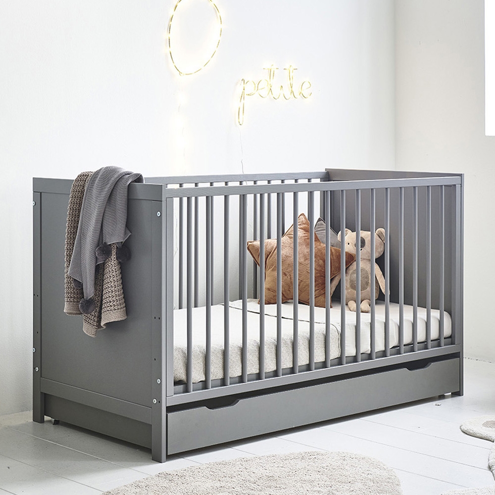 CONVERTIBLE COT BED «NUAGE» | 140x70 CM | GREY