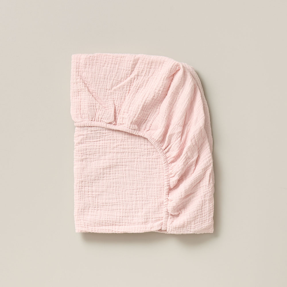 FITTED SHEET 40/45 x 90 cm MUSLIN | 100% ORGANIC COTTON | PINK