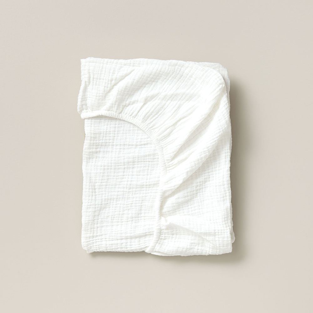 FITTED SHEET 60 X 120 CM| MUSLIN COTTON | WHITE