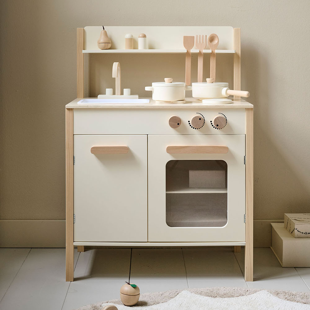 Childrens wooden toy kitchen beige ✔️ Petite Amélie