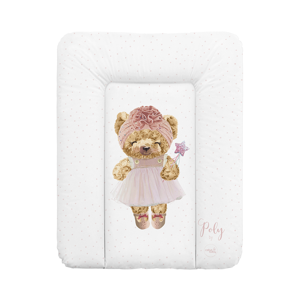 CHANGING MAT «BEAR POLY» | WHITE WITH DOTS | 70 X 50 CM | WASHABLE