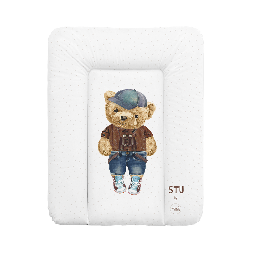 CHANGING MAT «BEAR STU» | WHITE WITH DOTS | 70 X 50 CM | WASHABLE