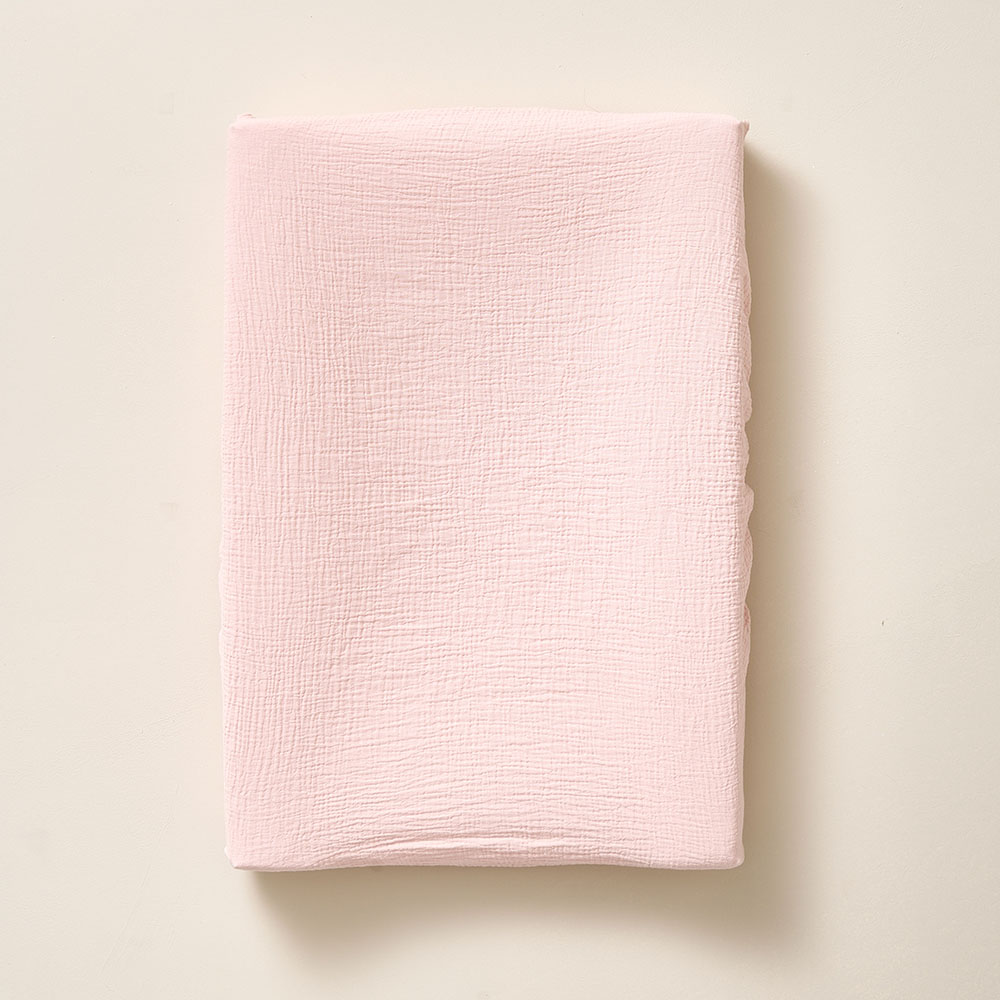 Organic Muslin Cotton Cover for changing mat | Pink