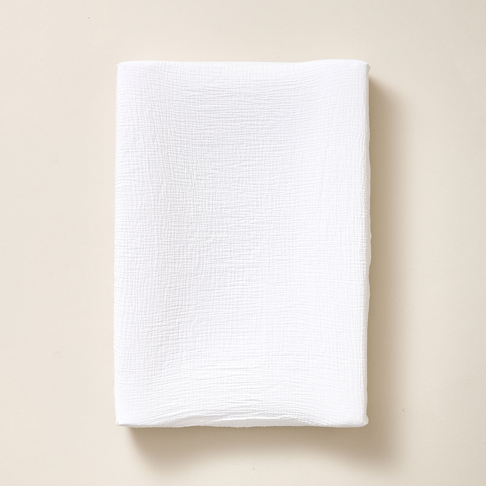 Baby changing mat cover | Organic muslin cotton | White
