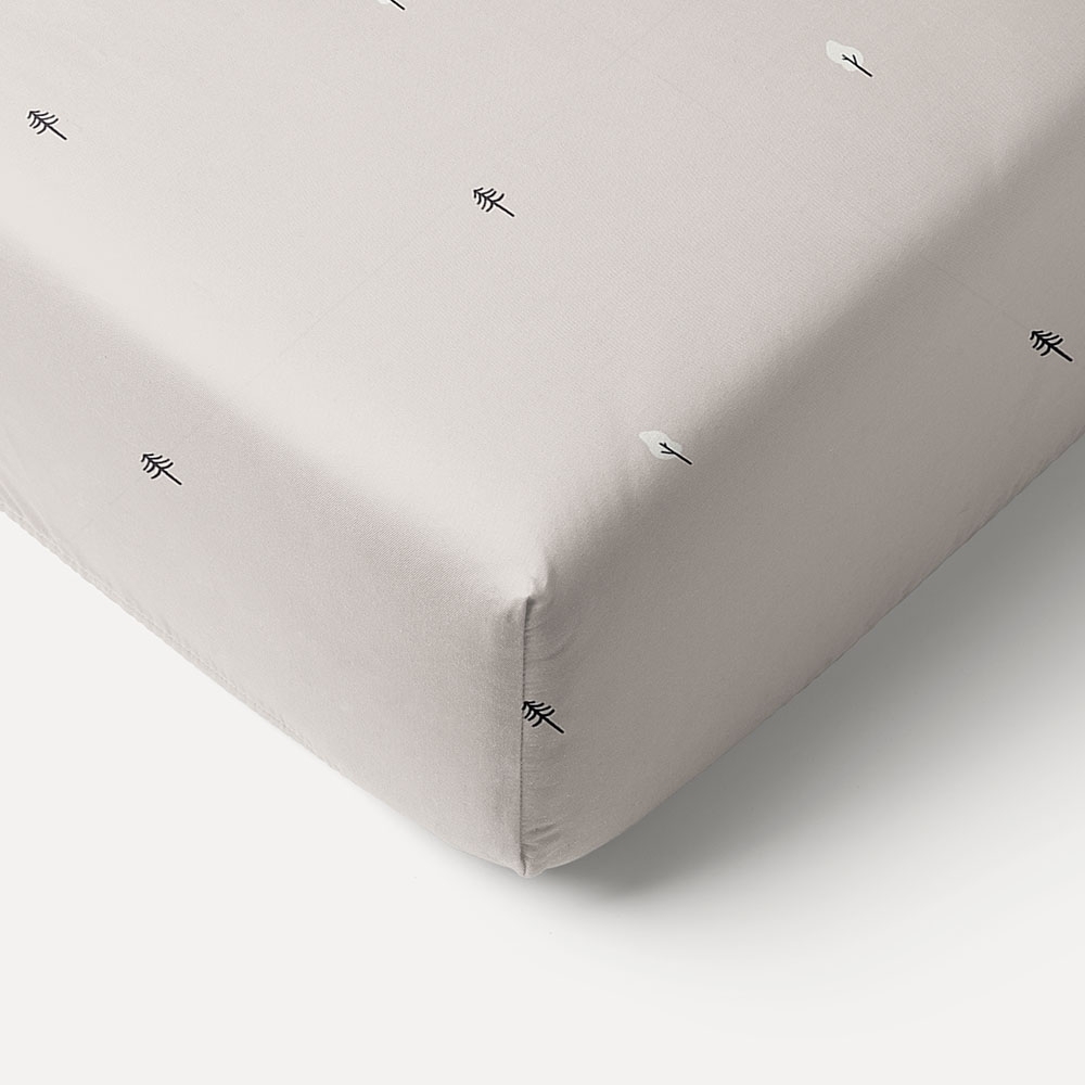 Fitted Sheet «Forêt» 90x40/45 cm | Light Grey