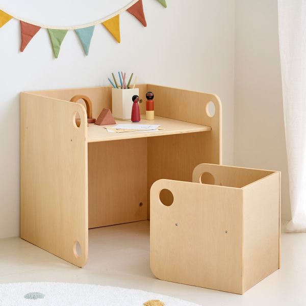 Montessori table and chair set «Ellipse» | Natural