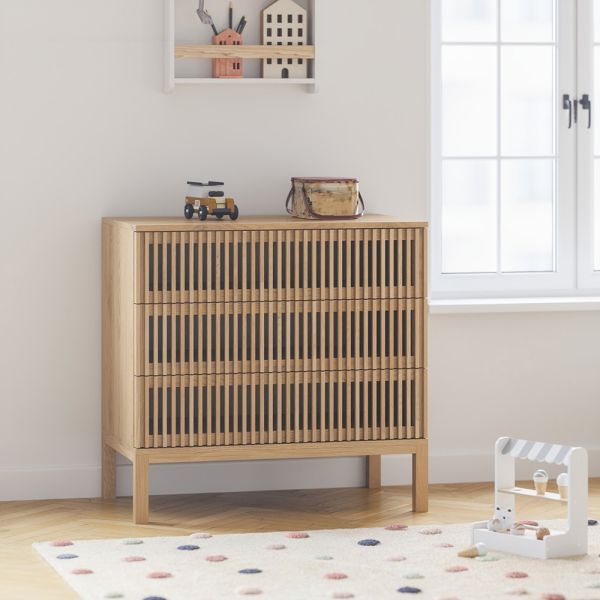 Baby changing table from oak wood with 3 soft close drawers from Petite Amélie