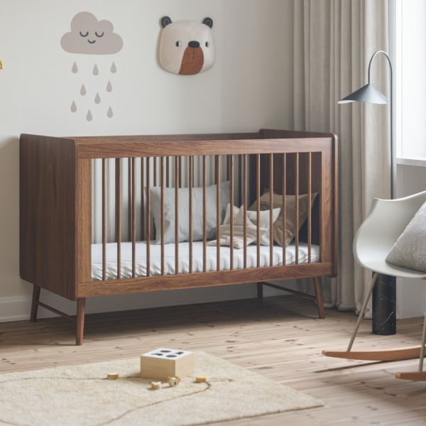 Convertible cot bed 70x140 cm in walnut from Petite Amélie