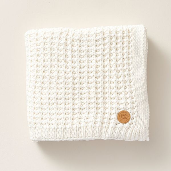 Children's Blanket Crocheted Cotton | 100x150 cm | Ivory White