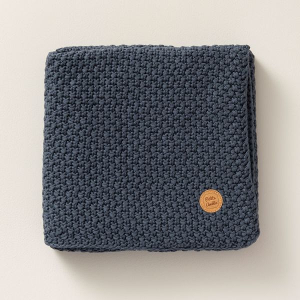 150x100cm baby blanket for cot bed in navy blue petite amelie