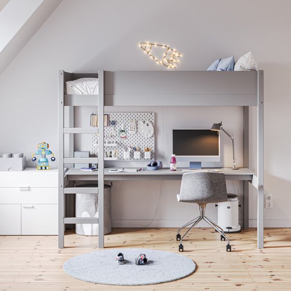 HIGH SLEEPER WITH DESK 200X90 «SOMMET II» | GREY