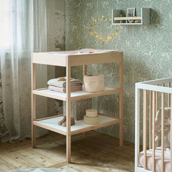 BABY CHANGING TABLE «HETRE» | WHITE + NATURAL