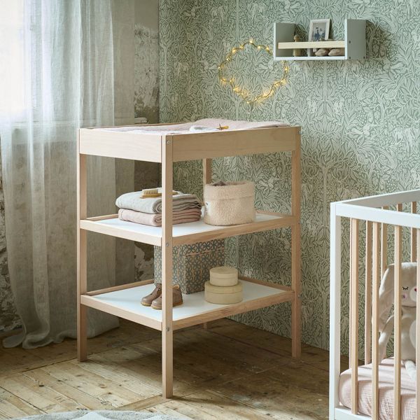 Baby changing station in white and natural wood changing table for baby room from Petite Amélie