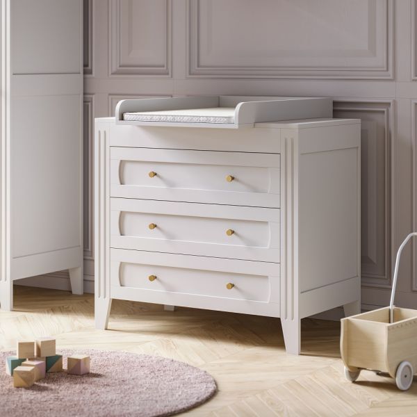 baby changing unit with drawers white milenne vox Petite Amélie