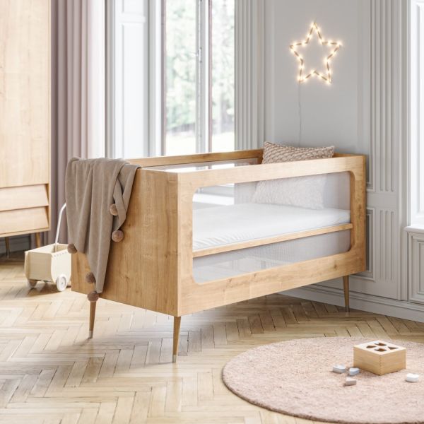 Baby cot bed wood «ROSEAU» in walnut ✔️ Petite Amélie