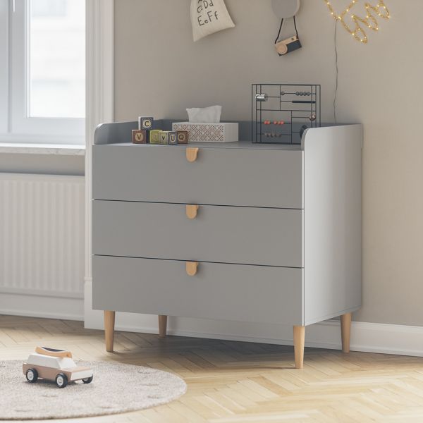 Baby changing unit with drawers «ÉTOILE» incl. changing table topper | Grey