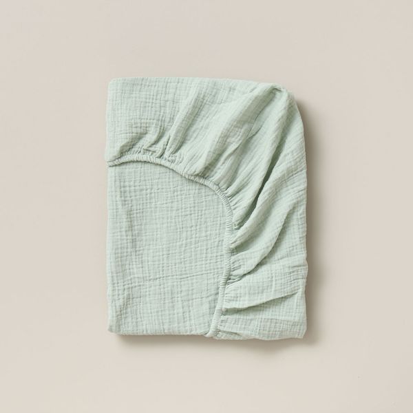 FITTED SHEET 40/45 x 90 MUSLIN | 100% ORGANIC COTTON |GREEN