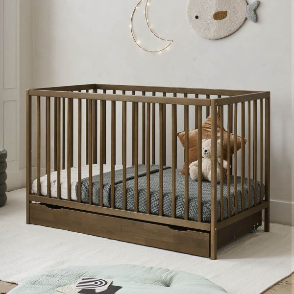 Cot bed «Hetre» | 60 x 120 cm | Cocoa