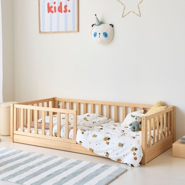 2-in-1 Montessori floor bed and junior bed «Nid» | 80 × 160 cm | Natural