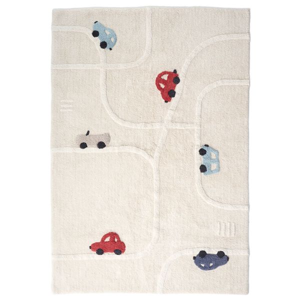 Children's carpets and rugs with vehicles theme washable in beige soft playmat from Petite Amélie