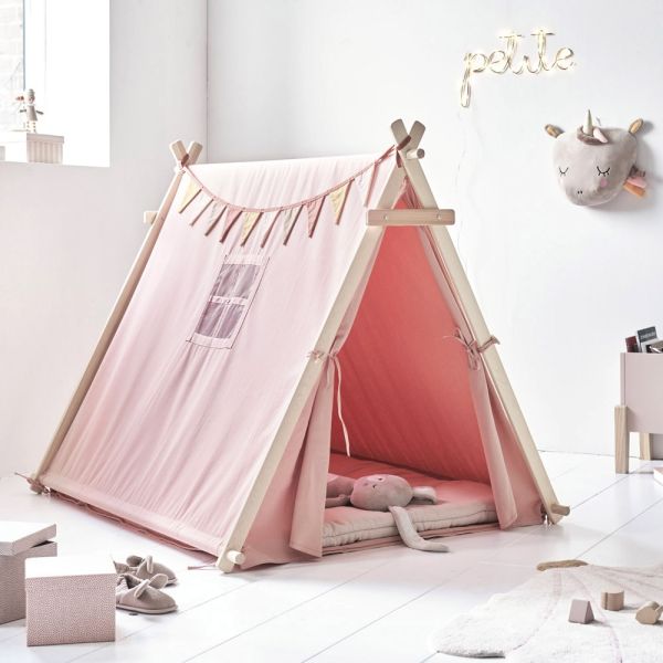 childrens pink teepee tent with playmat Petite Amélie