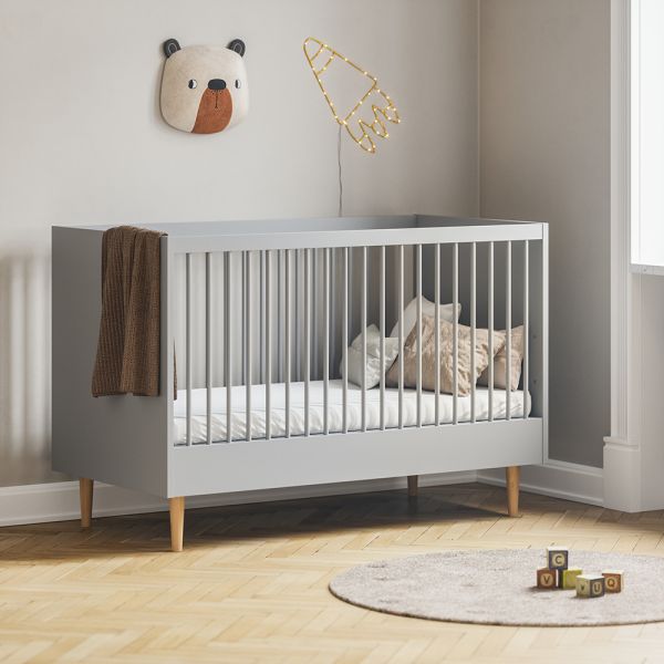 Cot bed that converts to a toddler bed 70x140cm from wood in grey from Petite Amélie