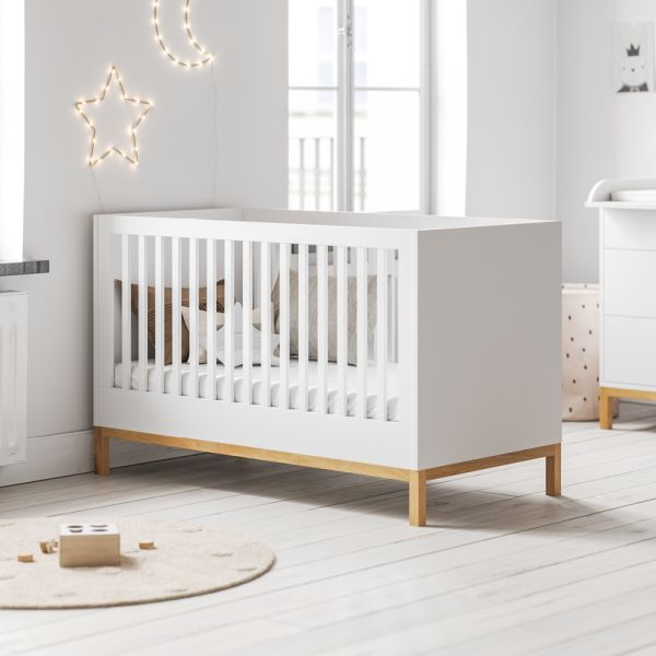 Cot bed that converts to a toddler bed 70x140cm from wood in white from Petite Amélie