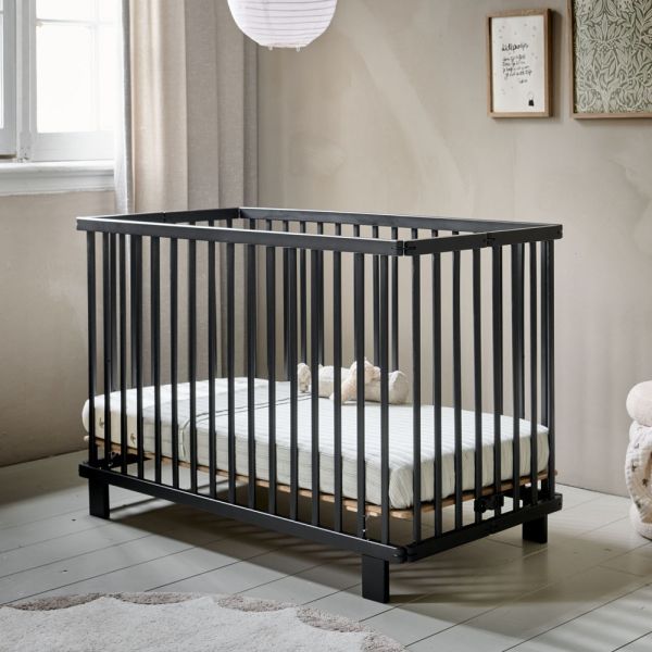 cot 120x60 foldable wooden black baby crib petite amelie