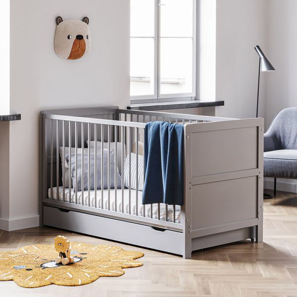 Cot bed that converts to a toddler bed 70x140cm from wood in grey from Petite Amélie