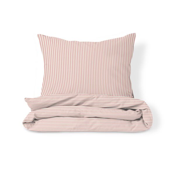 Duvet cover set «Striped» | 120 x 150 cm | Off-white and pink