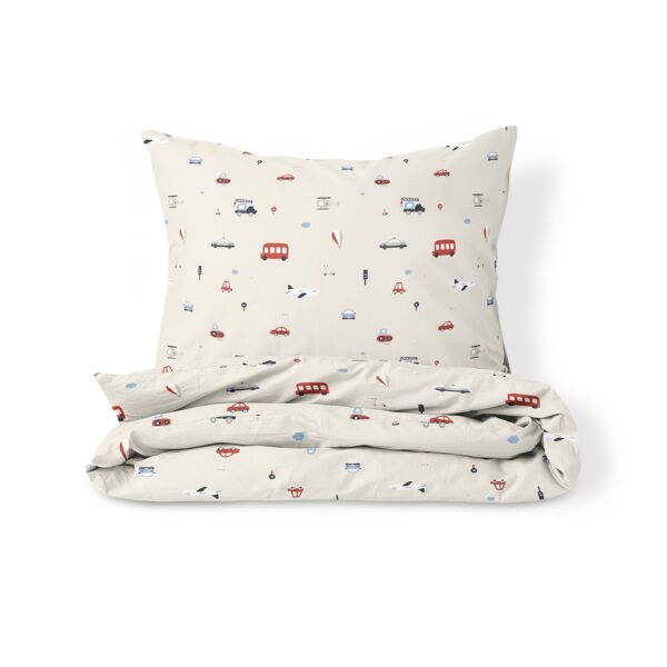 DUVET COVER SET 140 X 200 CM «VEHICLES» | BEIGE