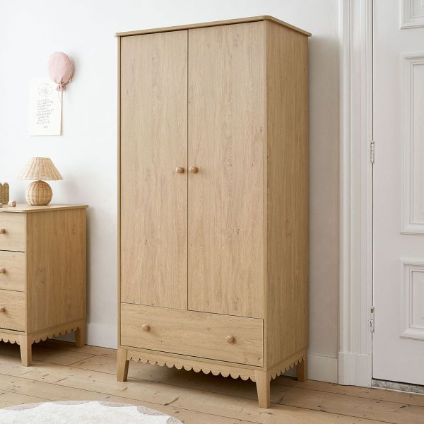 Double door wardrobe in canelle nursery style with storage from Petite Amélie