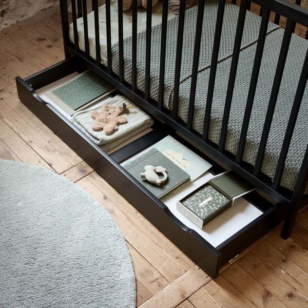 Kids storage for baby bed 60x120 cm made from wood in black from Petite Amélie