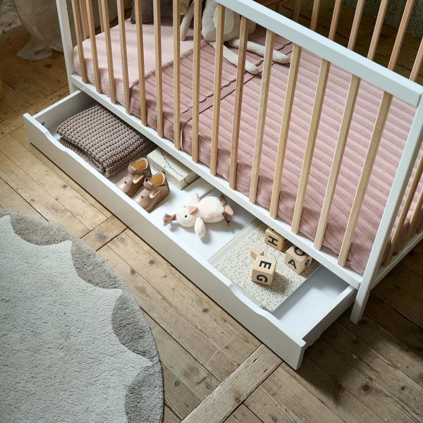 Kids storage for baby bed 60x120 cm made from wood in white from Petite Amélie