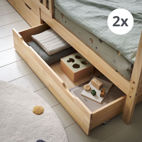 SET OF 2 UNDER BED DRAWERS FOR HOUSE BEDS, CHILDREN'S BEDS AND BUNK BEDS (90 X 200 CM) | NATURAL
