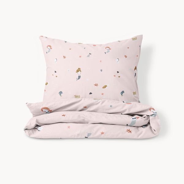 duvet cover toddler single set mermaids pink 140x200 Petite Amélie