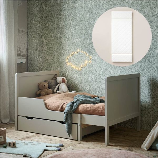 EXTENDABLE BED / TODDLER BED «BRUME» | 80 X 140-200 CM | GREY | INCL. 10CM FOAM MATTRESS