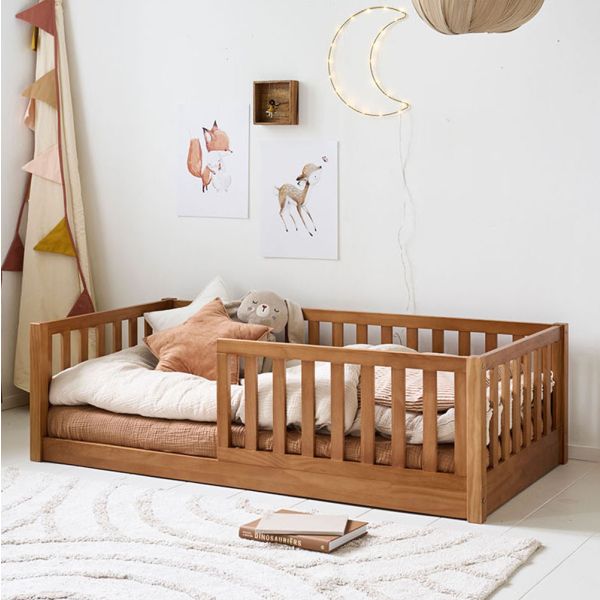 MONTESSORI TODDLER FLOOR BED «NID» | 70 X 140 CM | WALNUT