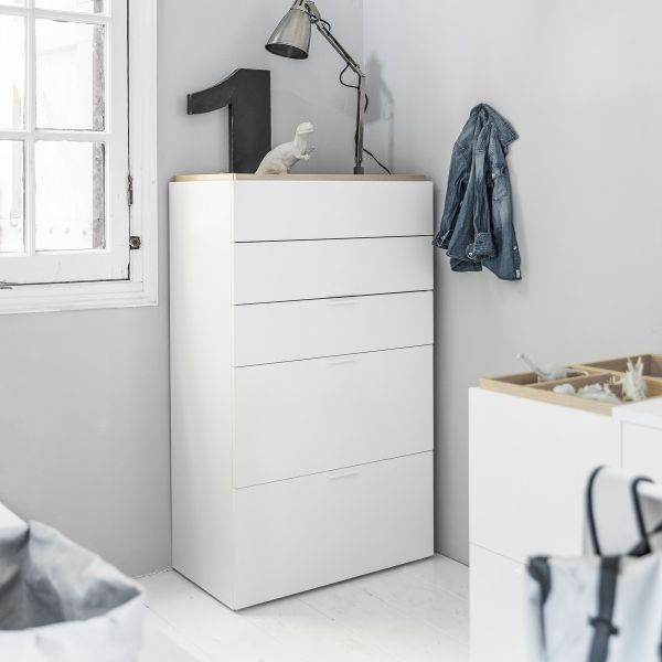5 drawer chest for teenage white junior petite-amelie