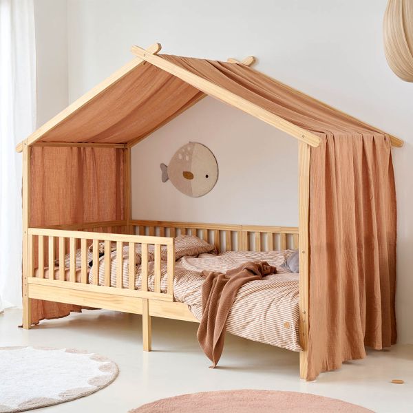House bed canopy in tan muslin fabric from Petite Amélie