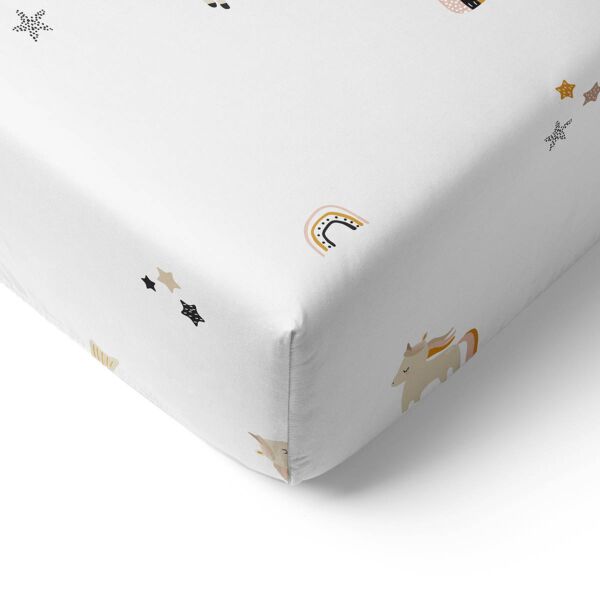 Premium fitted sheet «Lara» for toddler bed 70x140cm GOTS | White