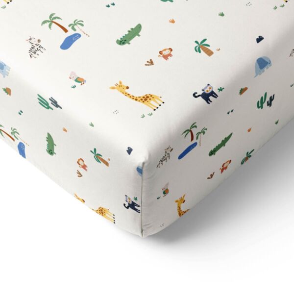 TODDLER BED FITTED SHEET 70 X 140 CM «SAFARI» | WHITE
