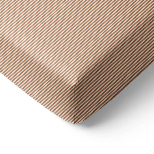 TODDLER BED FITTED SHEET 70 X 140 CM «STRIPED» | BEIGE AND CARAMEL