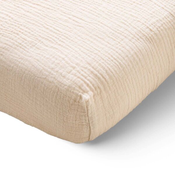 Mousseline beddengoed in beige van 90x200 cm van biologisch katoen van Petite Amélie 