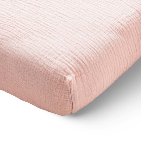 FITTED SHEET 40/45 x 90 cm MUSLIN | 100% ORGANIC COTTON | PINK
