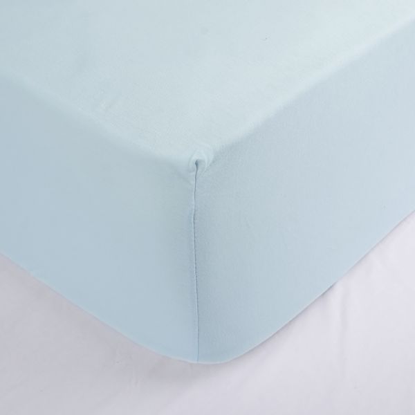 Jersey fitted sheet organic cotton 160x80 sky blue petite amelie