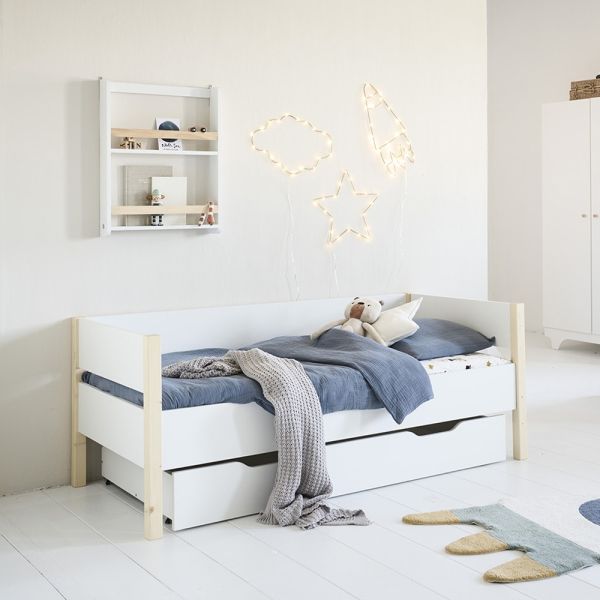 Kids bed 160x80 white wood lune petite amelie